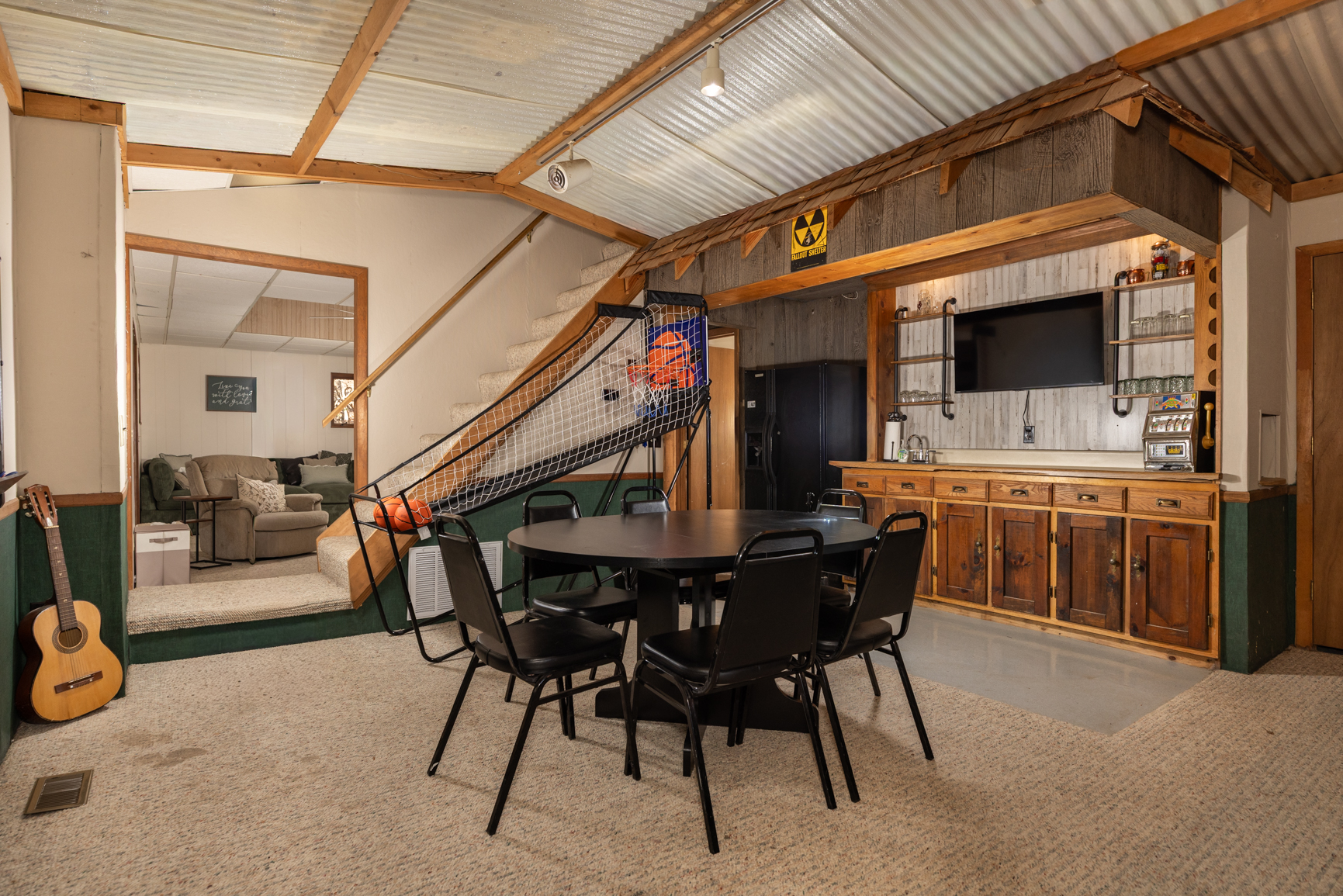Lower Level Game Room with Darts, Pool Table and Card Table