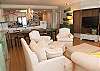 Open floor plan from kitchen to living room. 