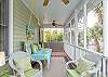 Four comfortable chairs or hanging bed to relax on the screened in porch off the back. 