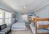 Queen and twin bunk room. Perfect for telling stories of your day at the beach as you drift off. This bedroom is thru the king bedroom and has its own bathroom. 

****Click on the Media Tab for this property to view a great interactive floor plan and photo file!****