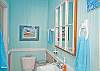Another view of Bathroom #2; great aqua color and vintage details!