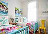 Cottage on the Green B twin bedroom with Land of Nod beds and beautiful art!  Ensuite full bath!