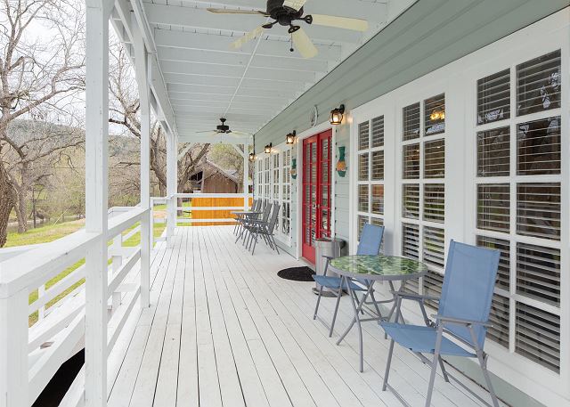 Sit on the wrap around porch and take in the great Guadalupe river view! 
