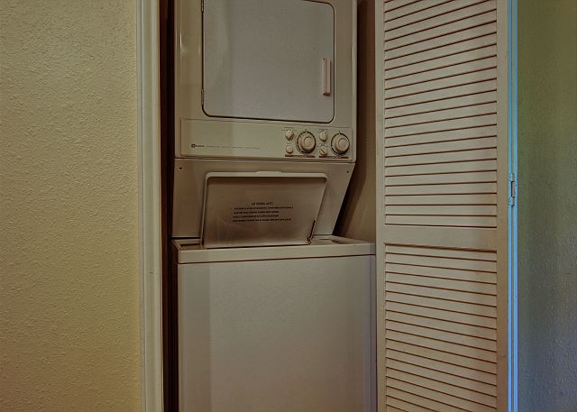 Washer and dryer in condo for convenience.