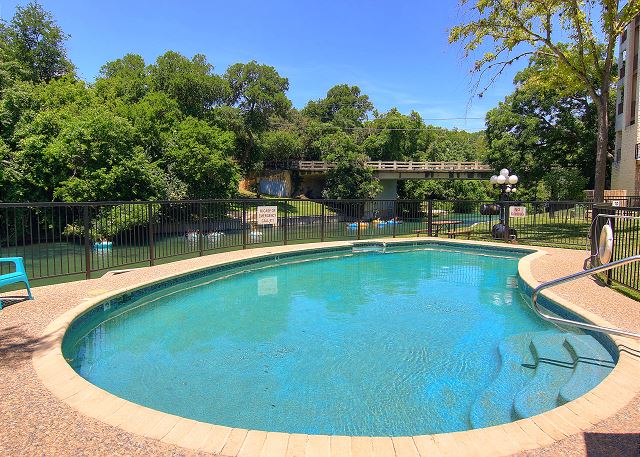 Swimming pool looking over the Comal river!