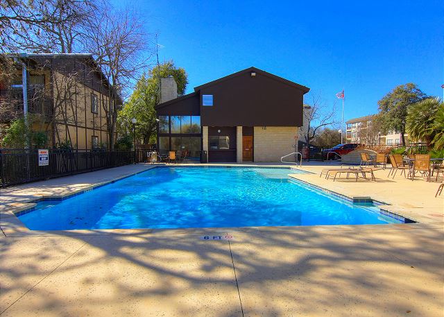 The pool is a great spot to jump in after floating right back to your condo!