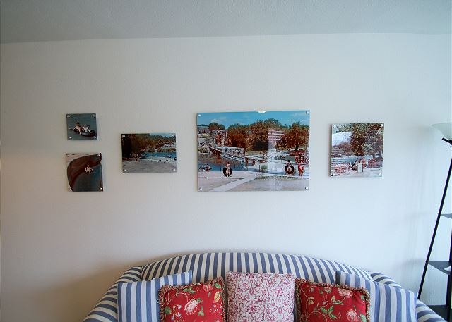 decorated with pictures of Comal River from years ago!