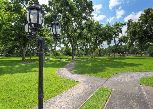 Follow the sidewalks to the Guadalupe river, swimming pools or to have a picnic! 