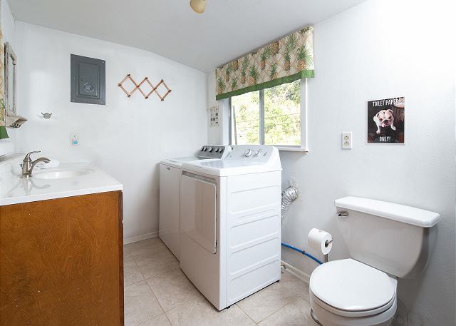 Half bath. 
Washer and dryer are available for your convenience. 

