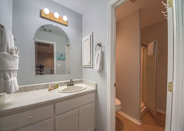 Guest bath upstairs!
We provide hotel size amenities, bath towels and 2 rolls of toilet paper. 