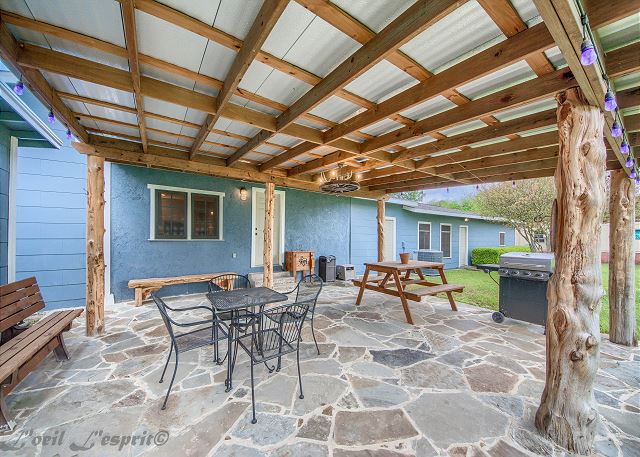 Relax on the covered back patio!