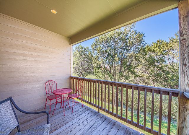 There is a private porch off the master bedroom with beautiful views of the cliffs. I great place to have your morning coffee and enjoy the wildlife