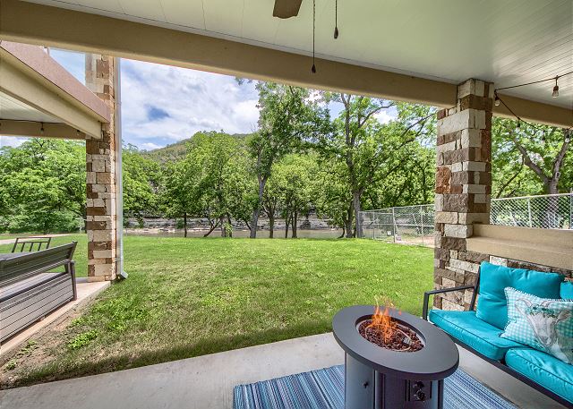 Beautiful Guadalupe River views from this ground floor patio!
