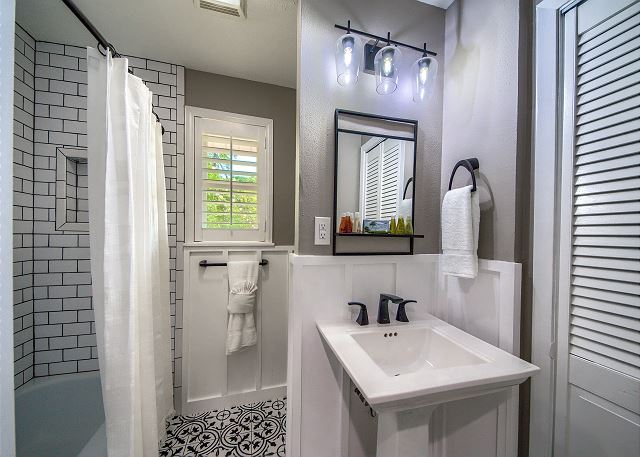 Updates Bathroom with a Tub/Shower Combo. 