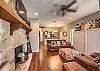 Living Room with smart TV and Queen Murphy Bed. 