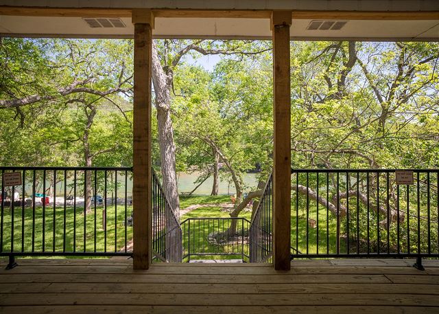Newly built deck with view of the Guadalupe River.