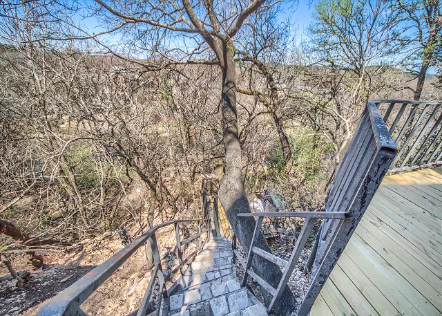 Guadalupe River Access, with a deck in between levels. 