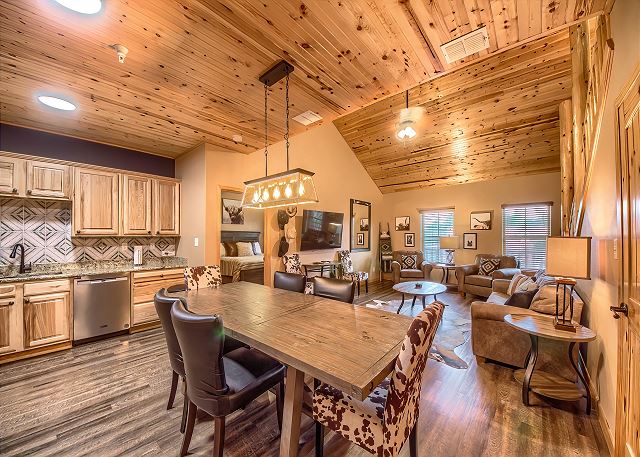 Dining room and Kitchen! The dining room has seating for 6 guests! 