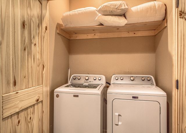Full sized washer and dryer for your convenience.