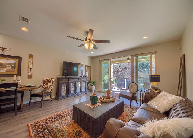 Beautiful open living room/dining room/kitchen!