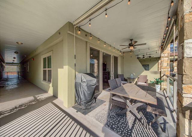 Wonderful patio with beautiful Guadalupe River views!