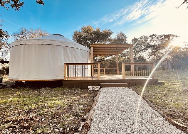 Each Yurt has a spacious front porch with overlooking the property! 