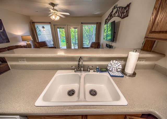 Kitchen is open to the living area and perfect for family fun