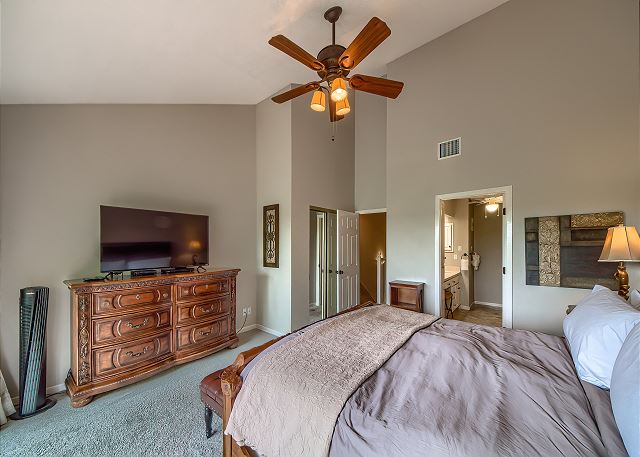 Master Bedroom with a King Sized bed and full bathroom attached! 