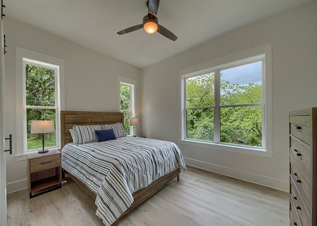 Master bedroom on the second story with a King Sized bed! 