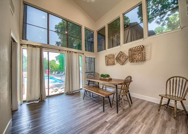 Club Haus Dining Room table with seating for 6 with views of the Pool! 