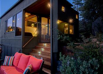 Home is beautifully lit up at night.