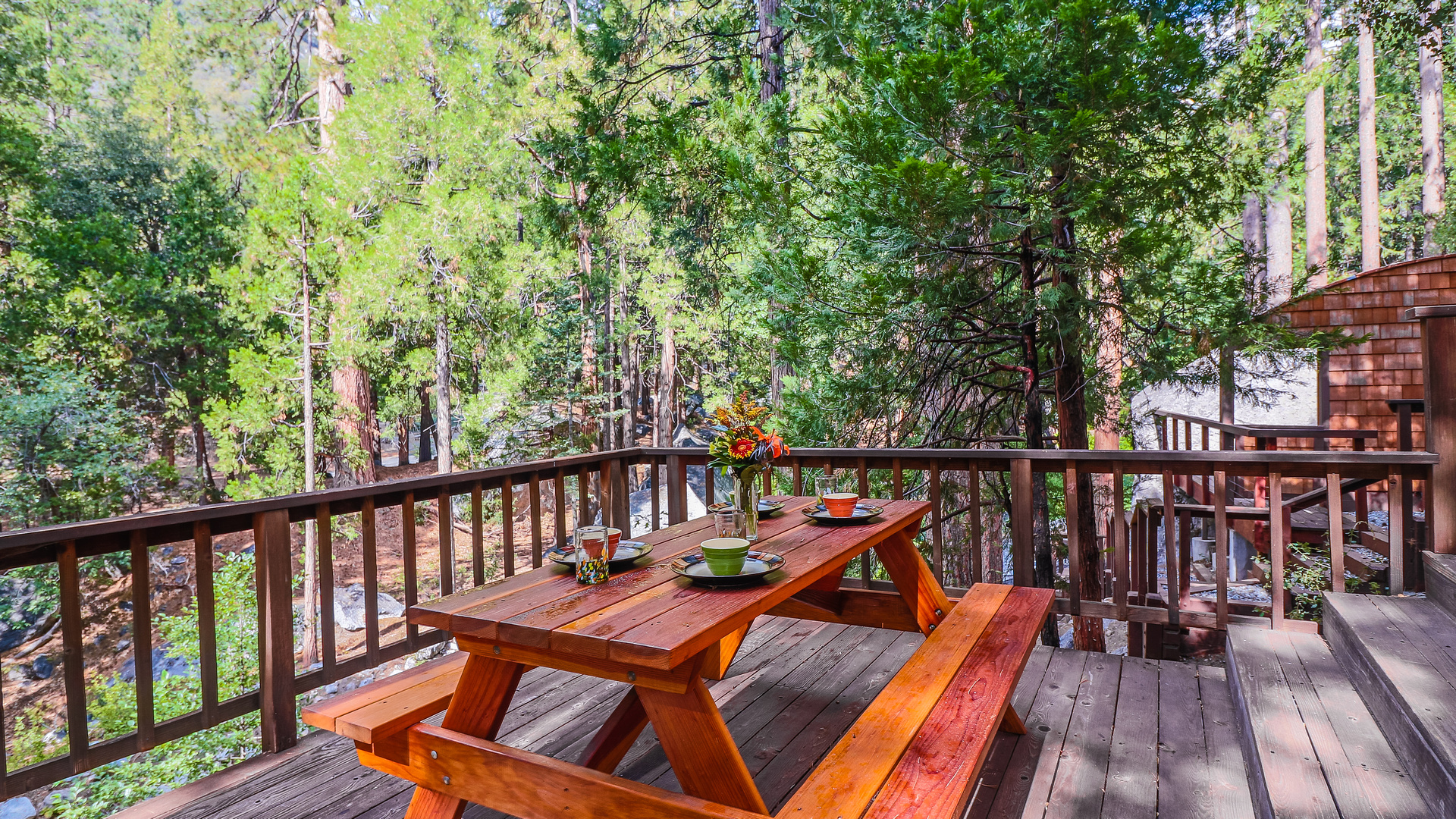 Spacious deck with outdoor dining.-Original