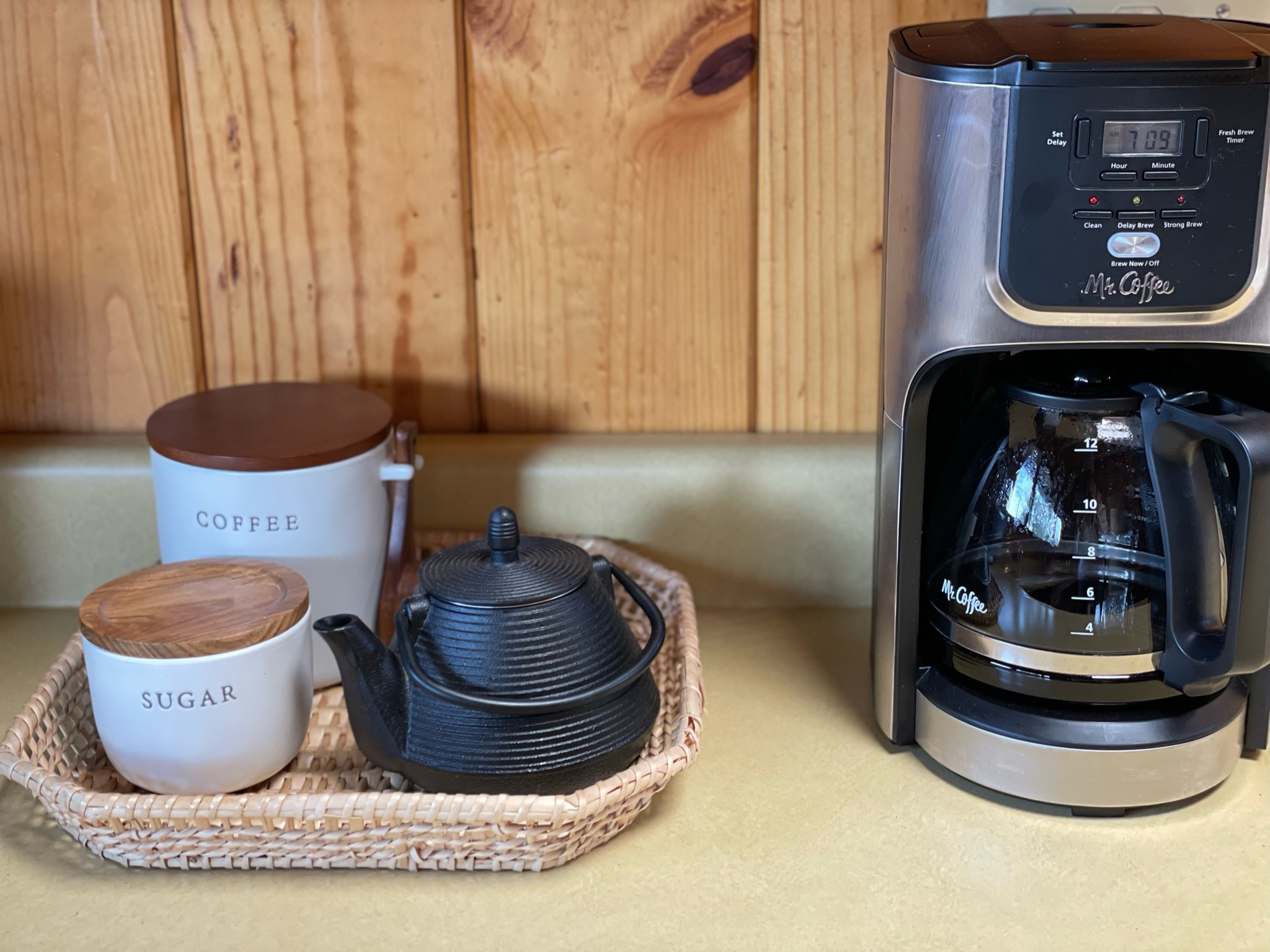 Standard coffee maker and tea kettle available at the cabin.-Original