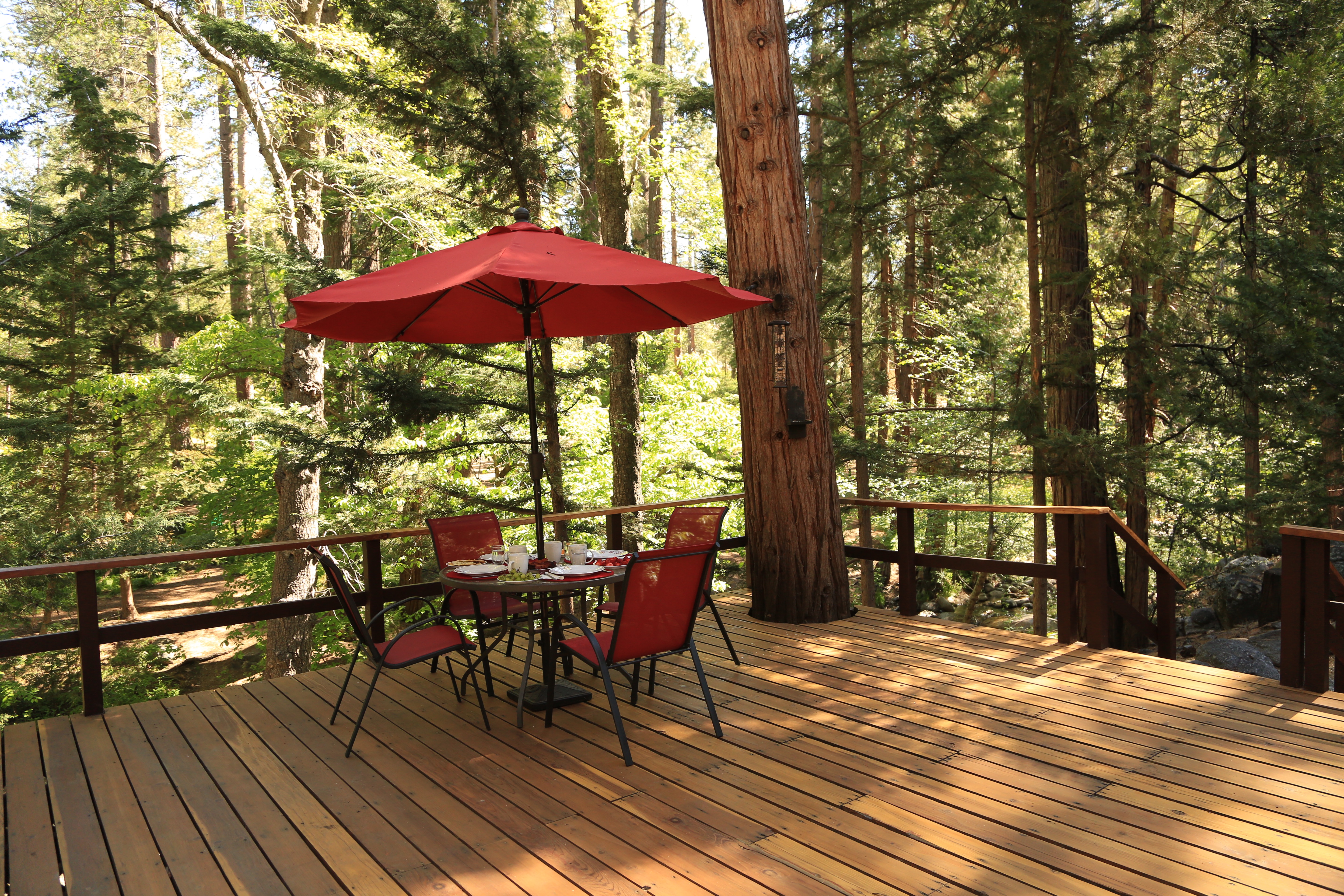  Outdoor dining on the deck with beautiful dappled light filteri-Original