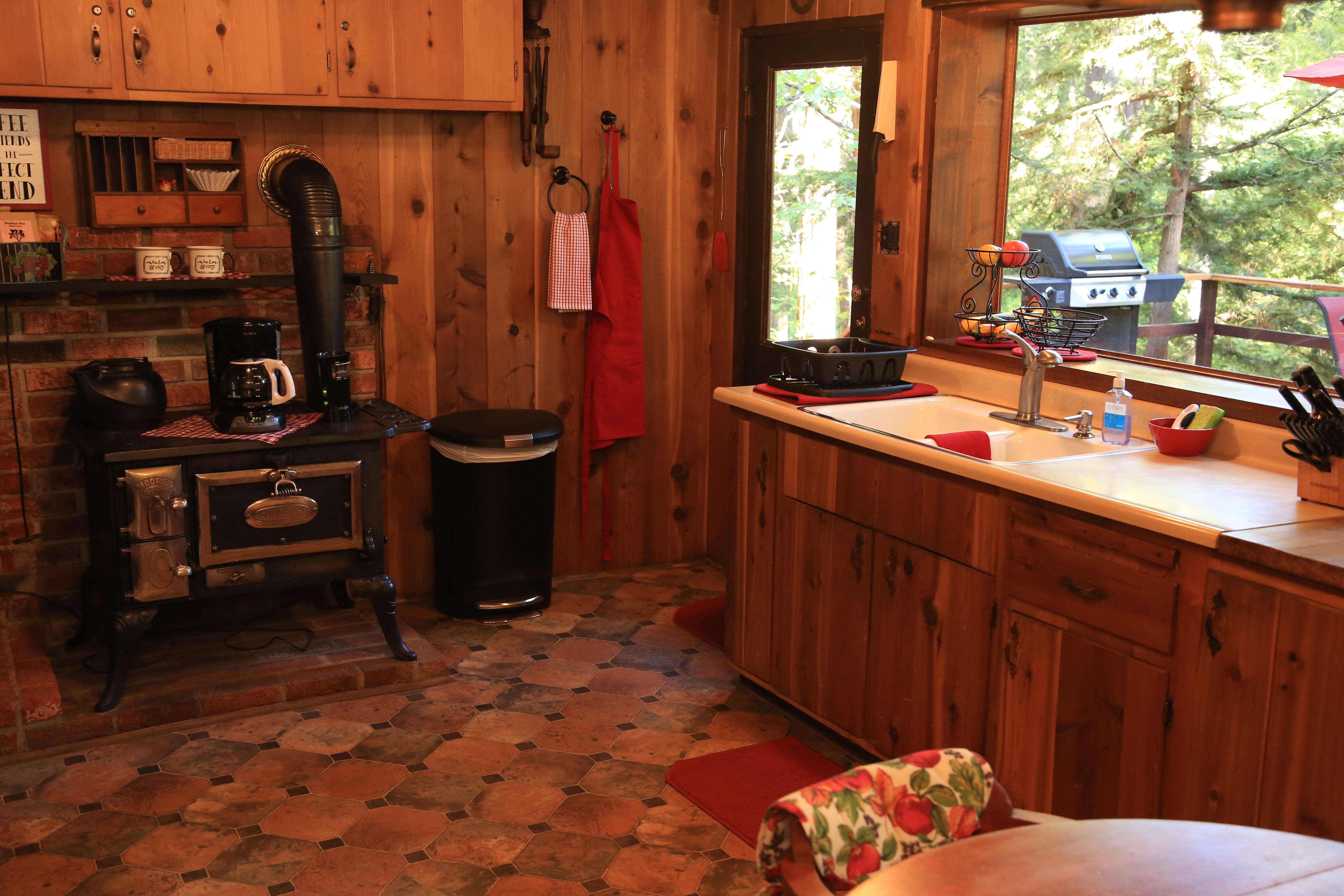 Original antique stove, now a quaint coffee bar-Original