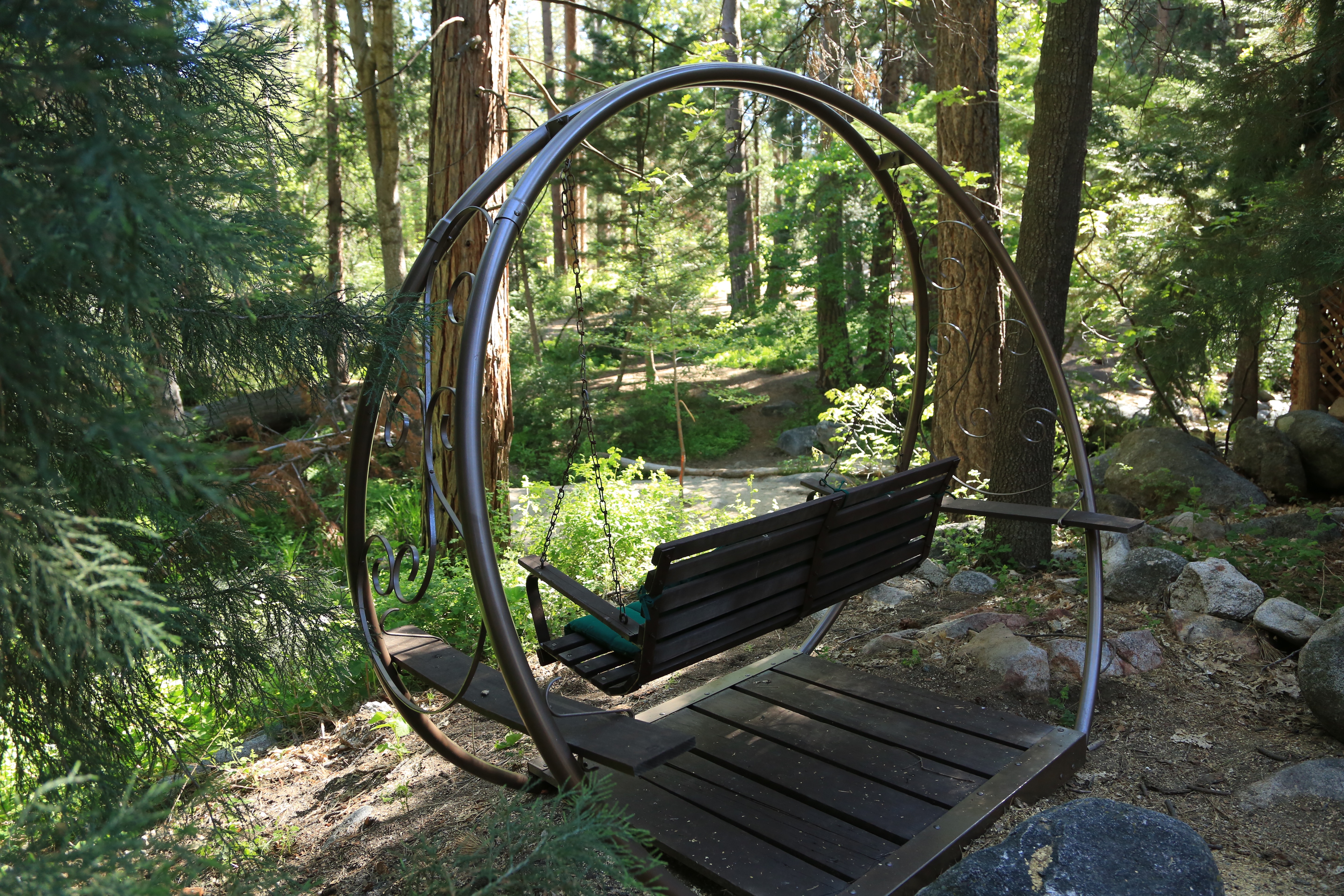 Bench swing with views of the creek.  Enjoy sipping a glass of w-Original