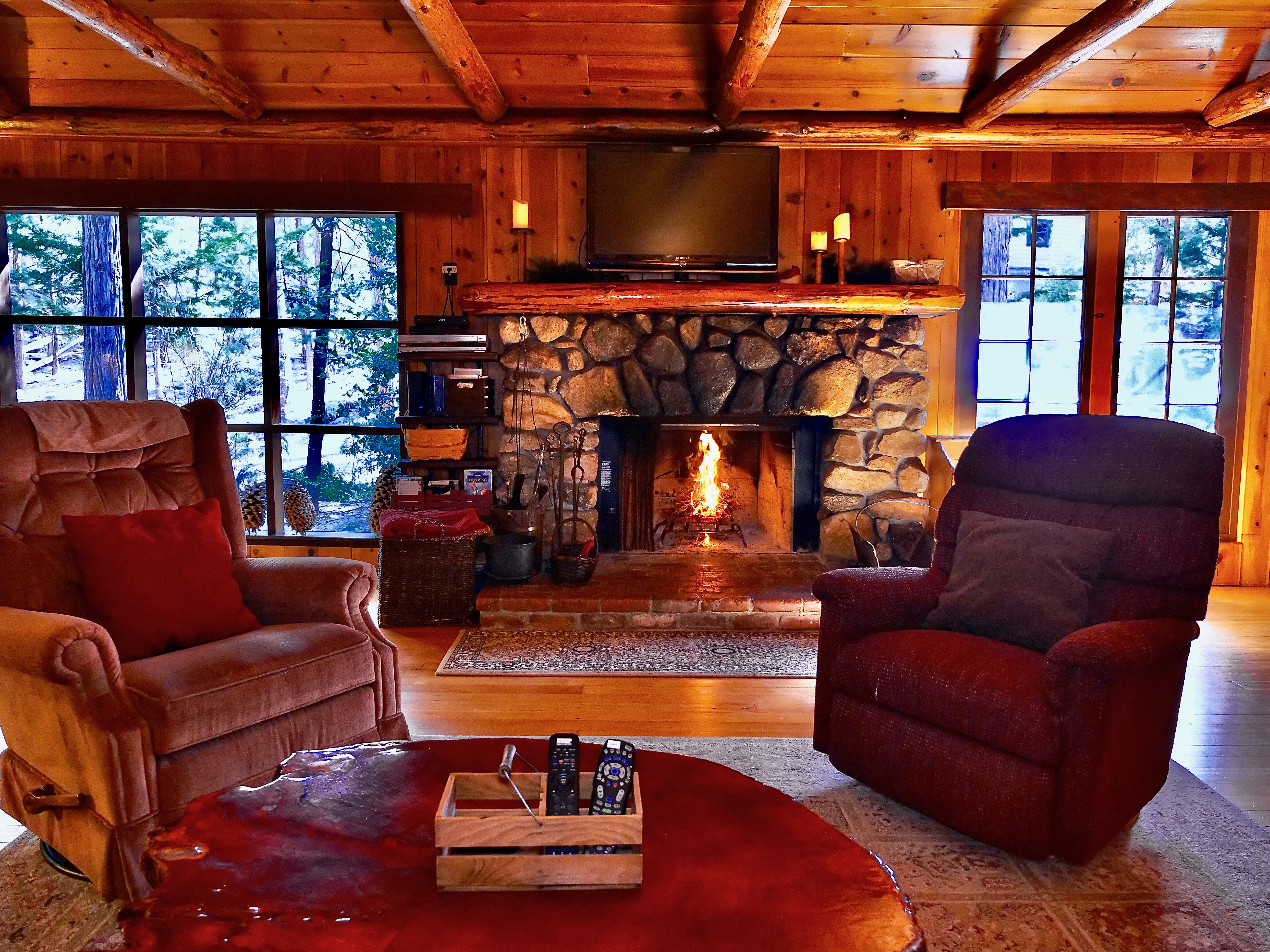 Get cozy in front of the original rock fireplace-Original