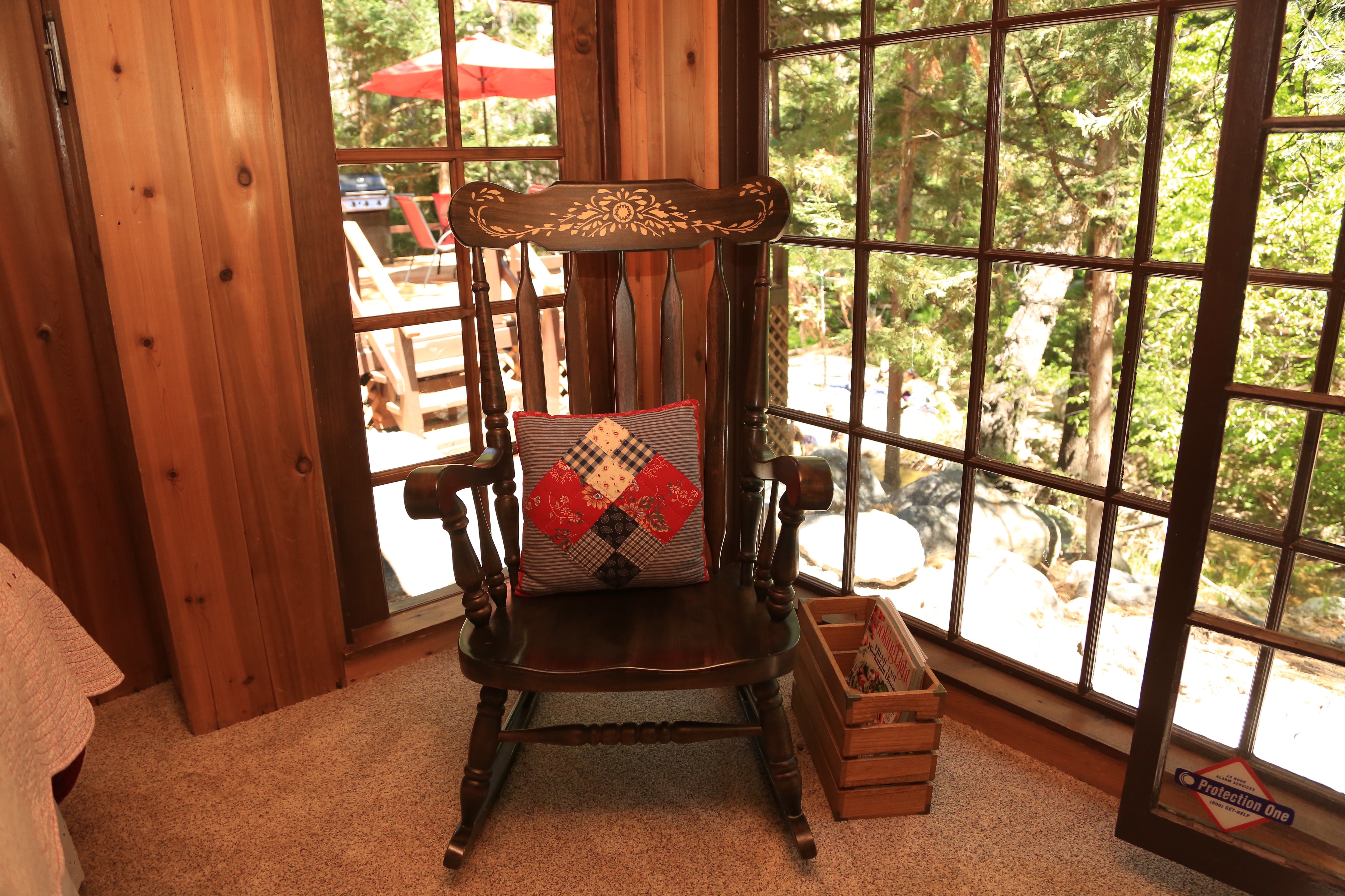 Rocking chair in master bedroom adds to rustic, vintage charm of-Original