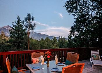 Spectacular mountain views from the home's deck.