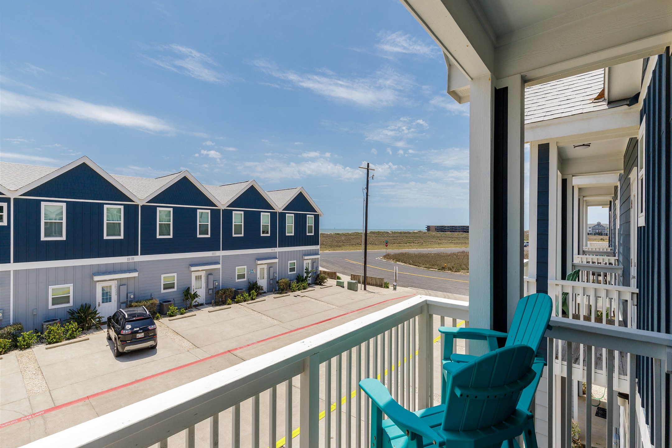 Balcony off the second floor primary bedroom 