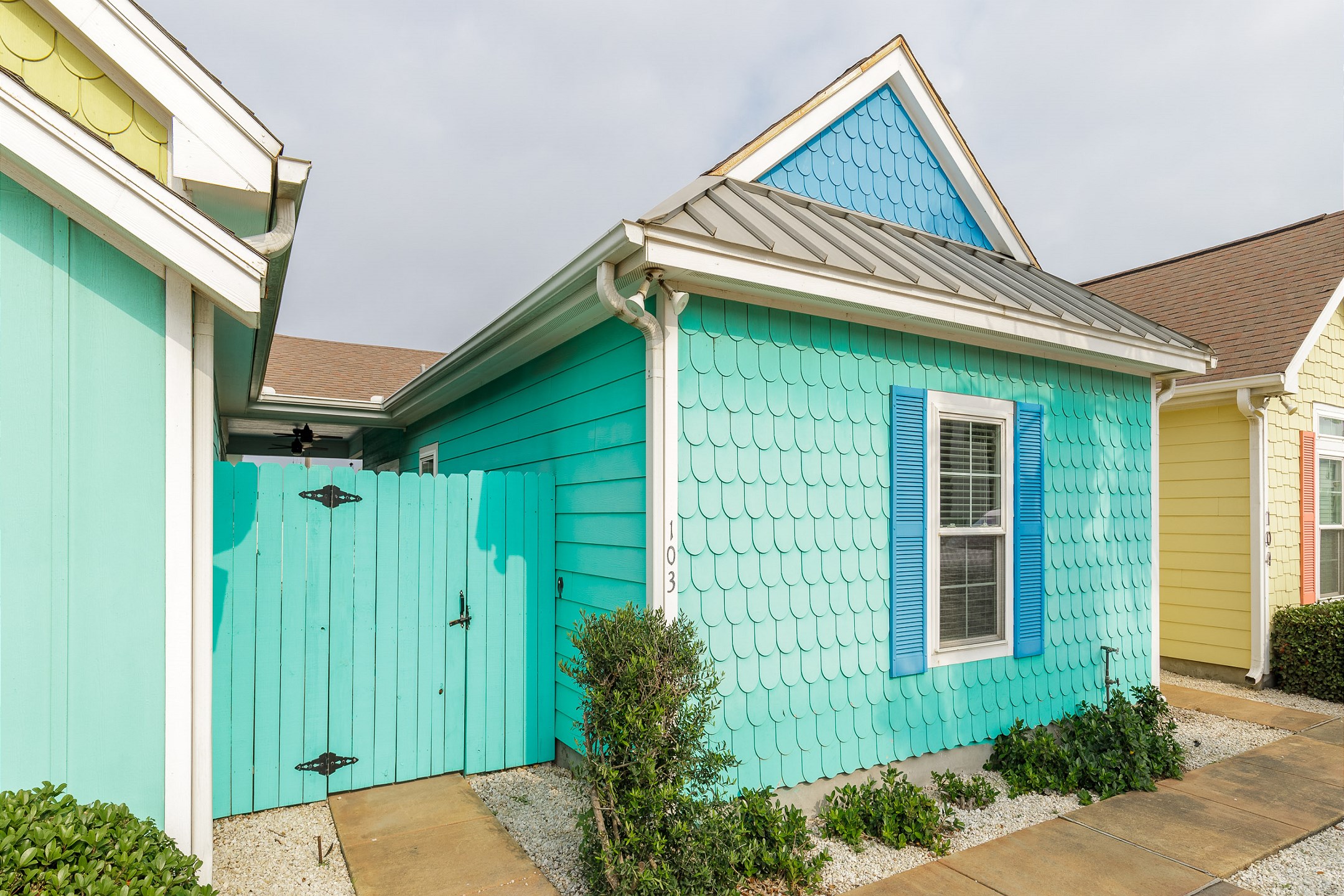 Front view of property, enter through gate