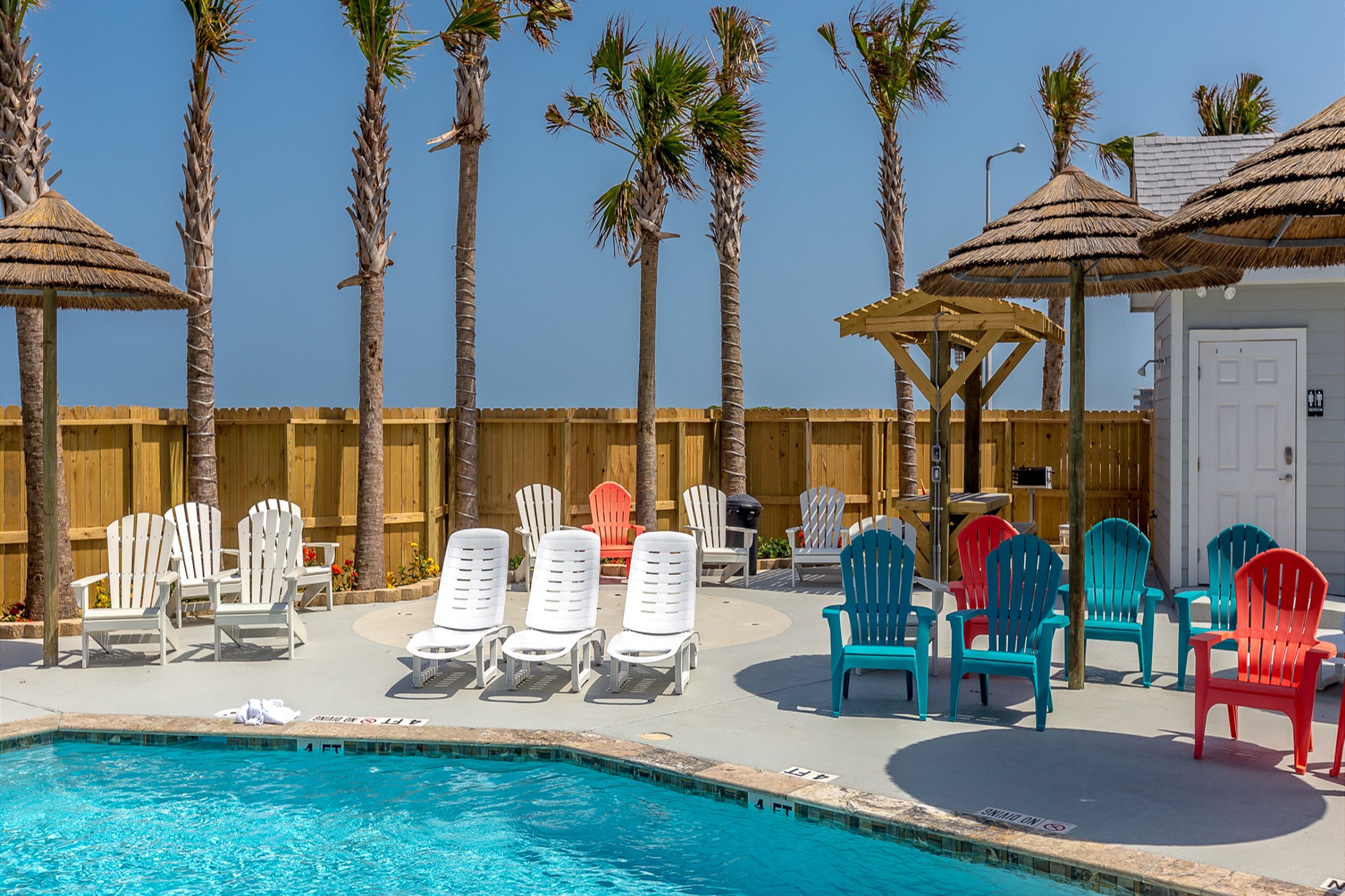 With your stay, you can enjoy the sparkling saltwater pool within the complex that is heated year round. Bar-b-q grills, lounge chairs and covered picnic tables complete this pool area. The entire complex features lush tropical landscaping and coastal col