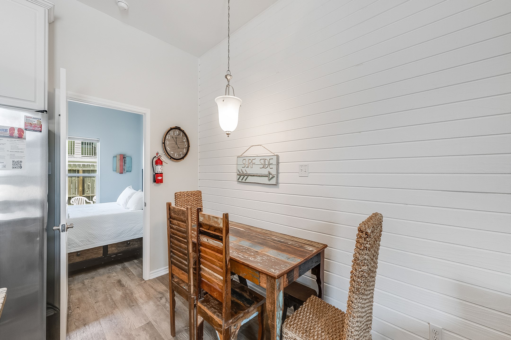 Enjoy plenty of family time around this dining table with seating for four. 