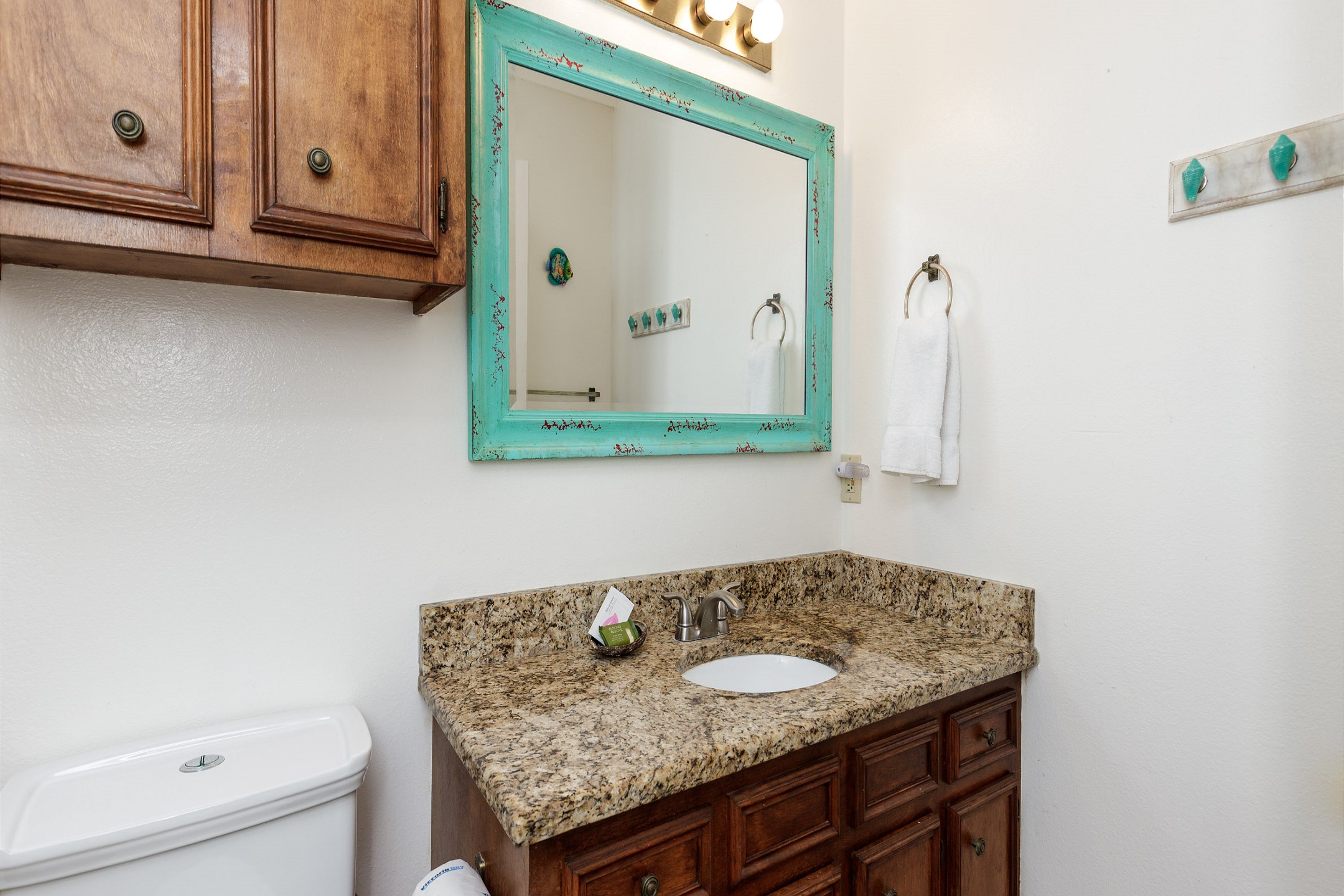 Guest bathroom on the first floor with tub and shower
