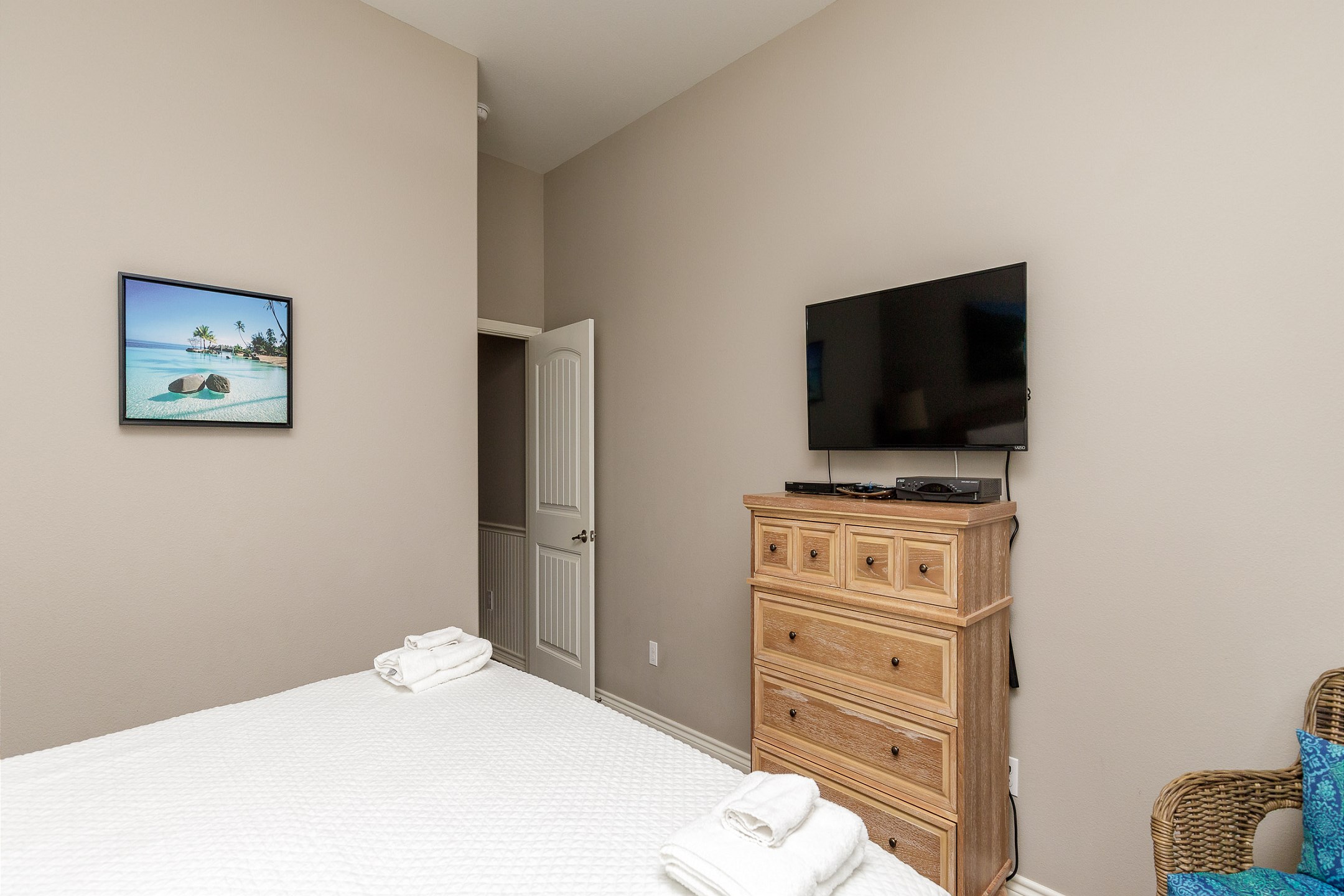 Master bedroom with king size bed and private ensuite bathroom 