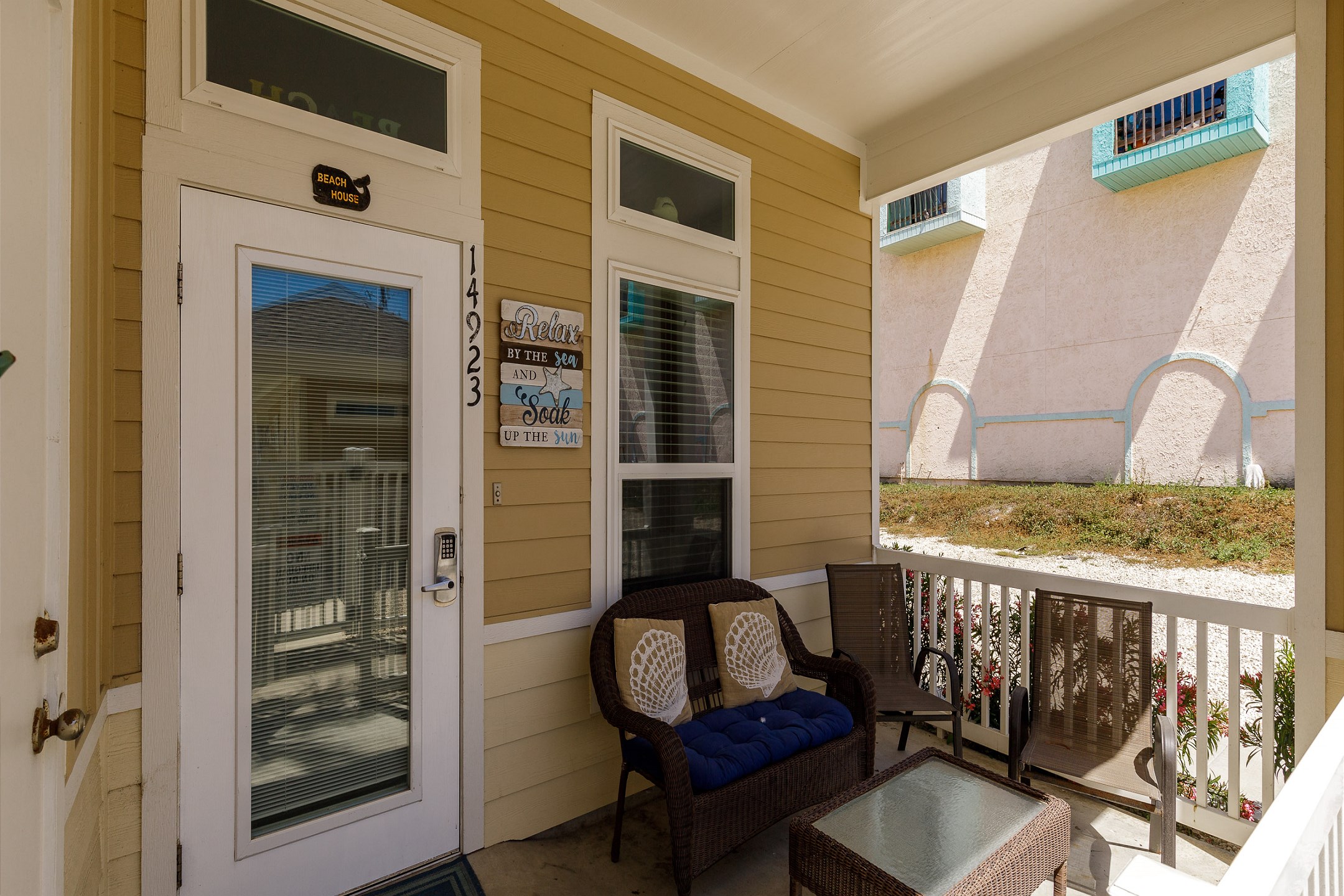 Private corner patio with comfy seating for ultimate relaxation
