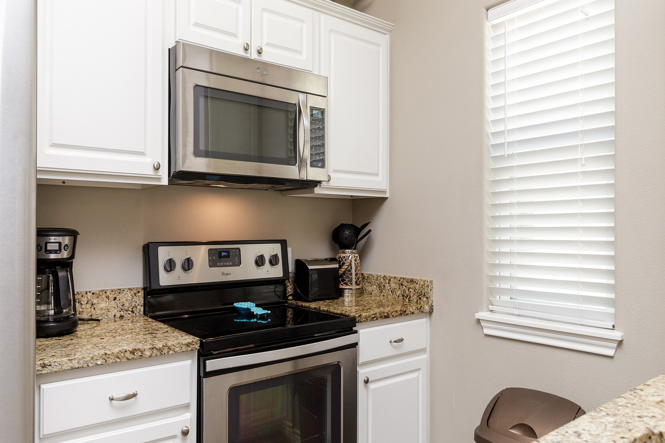 Fully equipped kitchen with updated appliances and 12 cup coffee maker 