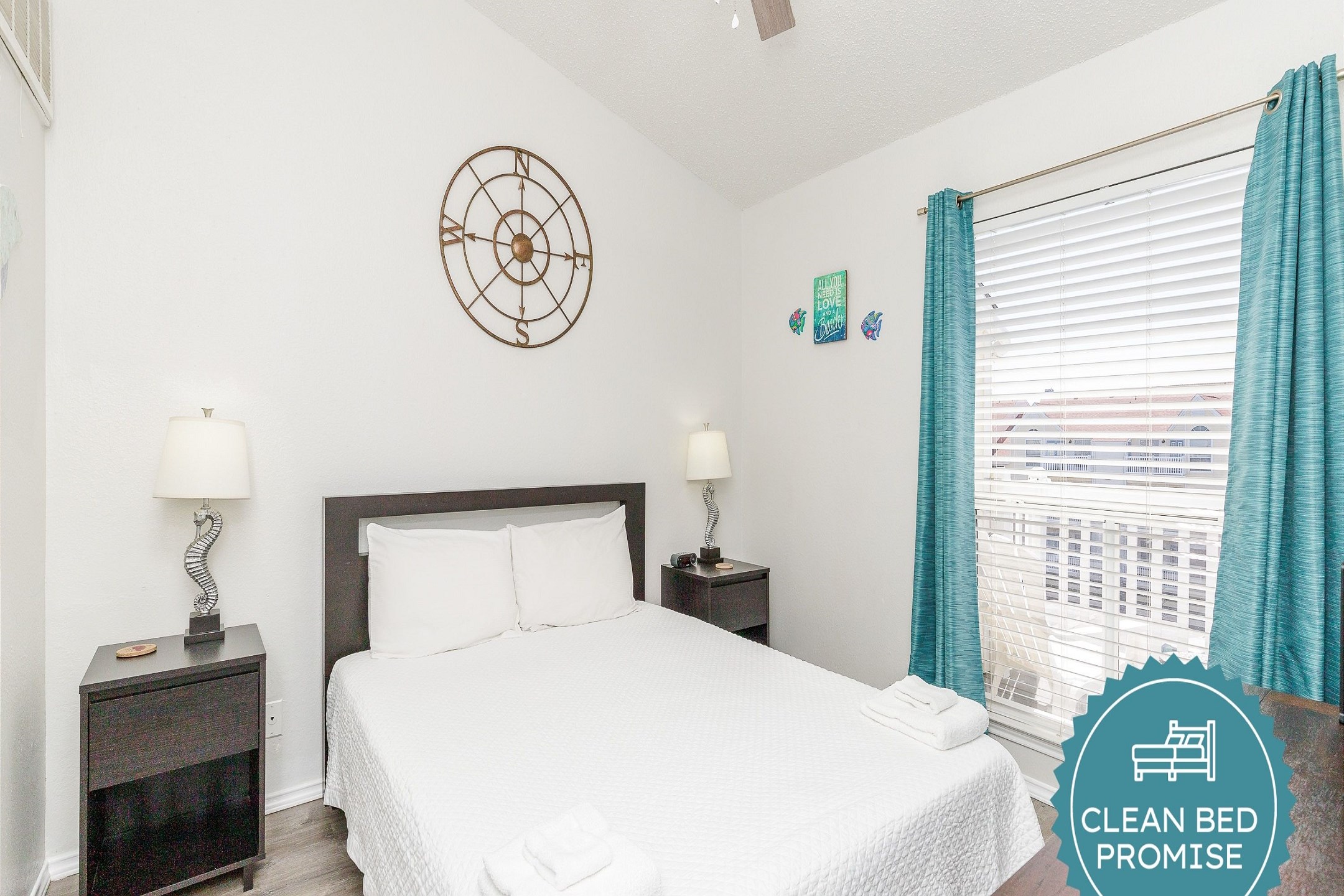 Sleep better at Padre Escapes with our exclusive Clean Bed Promise; providing fresh linens, comforters, and towels washed at high temperatures exceeding CDC recommendations, setting us apart for a truly restful vacation
