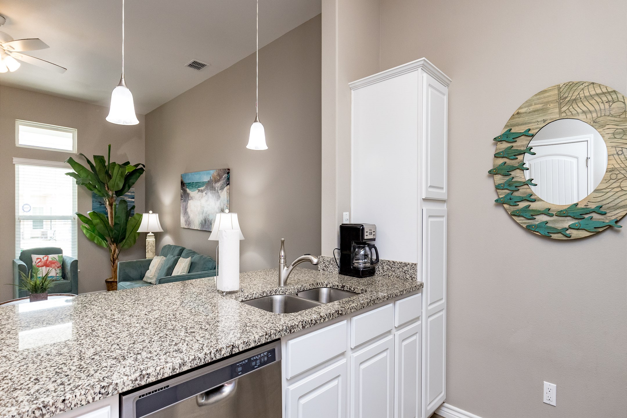 Lovely kitchen with plenty of storage and counter space including 12 cup coffee maker