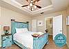 Master bedroom on the first floor with queen size bed, private bathroom and flat screen TV